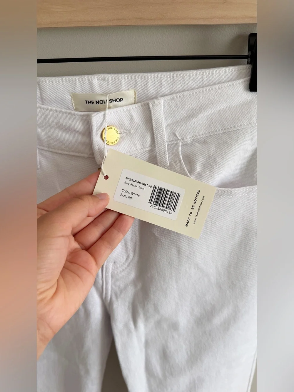 The Noli Shop Aria Flare Jean in White - Picture 8 of 10
